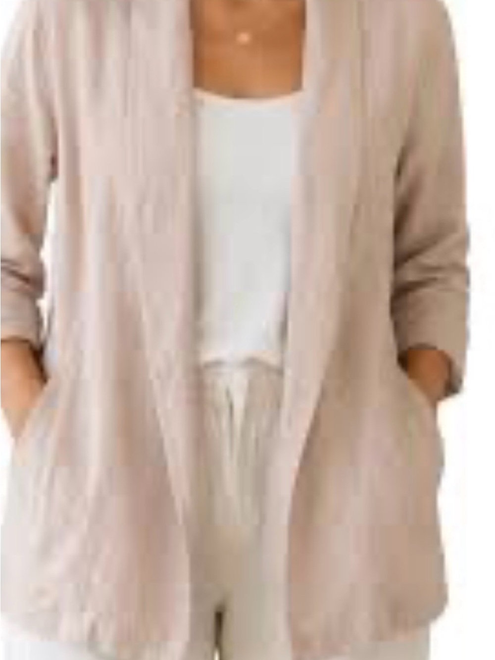 TAHARI Women's Lightweight Open-Front Beige Jacket